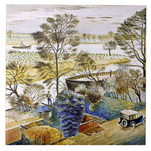 Ravilious - River Thames at Hemmersmith Ceramic Tile
