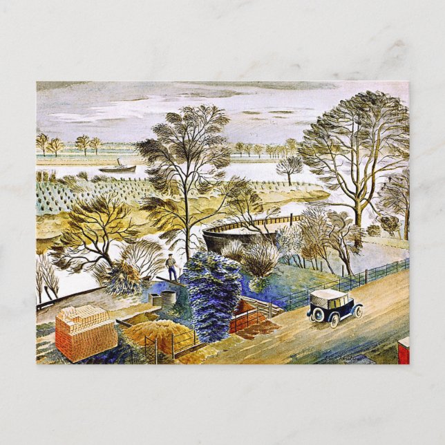 Ravilious - River Thames at Hemmersmith Postcard (Front)