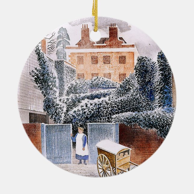 Ravilious - Vicarage in Winter,  Ceramic Ornament (Back)