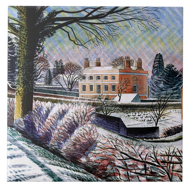 Ravilious - Vicarage in Winter, Ceramic Tile (Front)