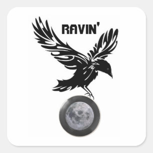 Ravin' moon square sticker