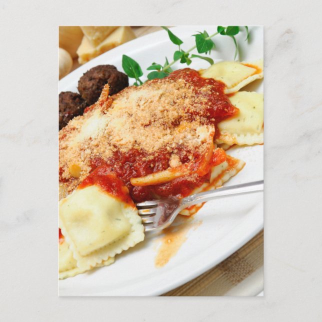 Ravioli And Meatballs Postcard (Front)
