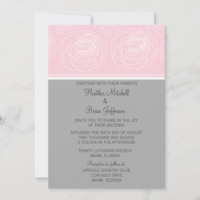 Ravishing Roses Elegant Wedding Invitation (Front)