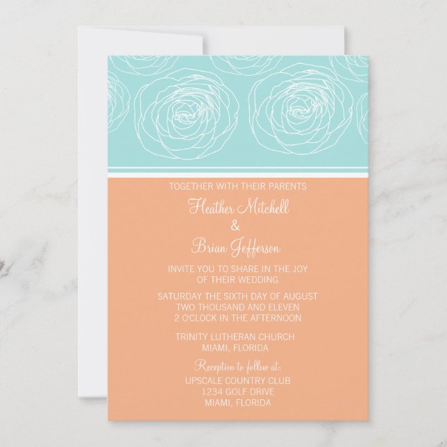 Ravishing Roses Elegant Wedding Invitation (Front)