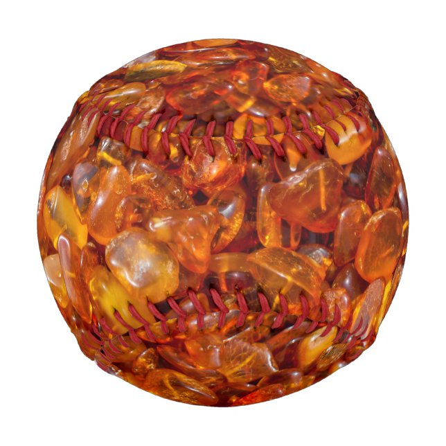 Raw amber pebbles baseball (Front)