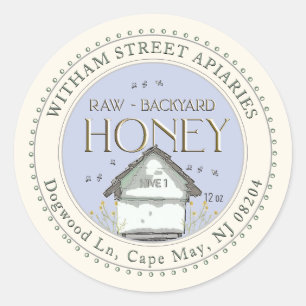 Raw Backyard Honey Hives with Bees Label