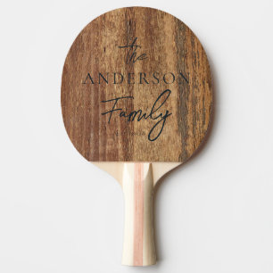Raw Cedar Wood Hand Written Family Name Ping Pong Paddle