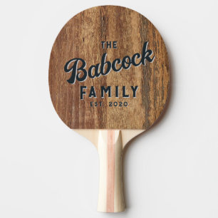 Raw Cedar Wood Retro Family Name & Year Ping Pong Paddle