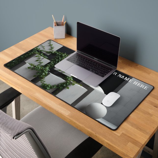 Raw Concrete & Plants Minimalist Desk Mat (Office 2)