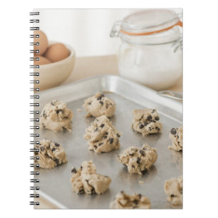 Raw cookies on baking tray notebook