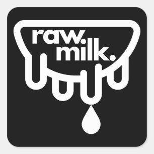 Raw Cow's Milk Sticker, Black Square Sticker