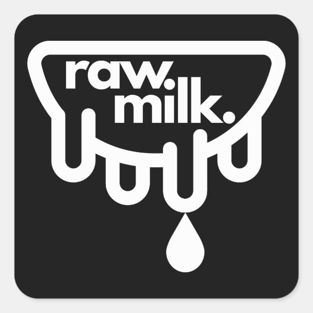 Raw Cow's Milk Sticker, Black Square Sticker (Front)
