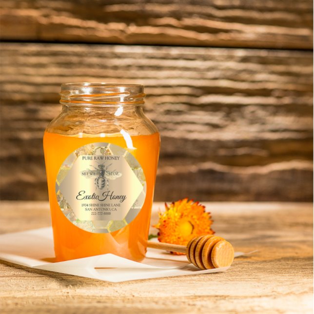 Raw Honey Jar Honeybee Honeycomb Bee Apiary VIP Classic Round Sticker (Raw Honey Jar Honeybee Honeycomb Bee Apiary VIP Classic Round Sticker)