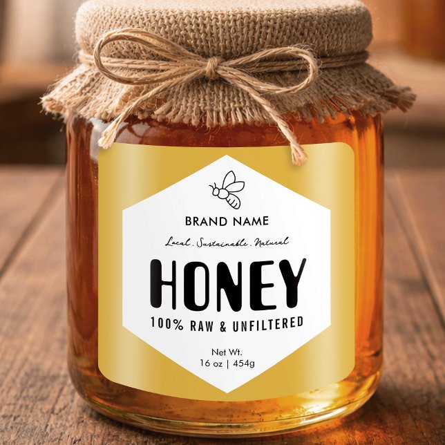 Raw Honey Trendy Beehive Design Jar Label (Creator Uploaded)