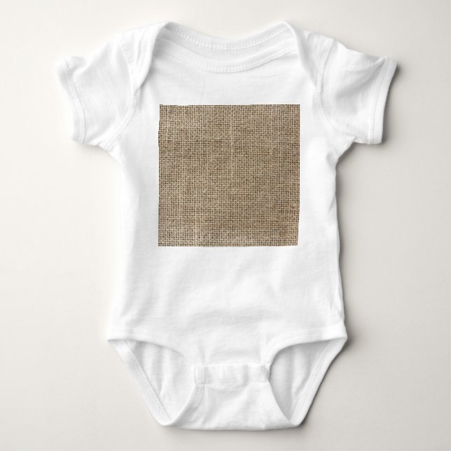 Raw Linen: Natural Textured Fabric. Baby Bodysuit (Front)
