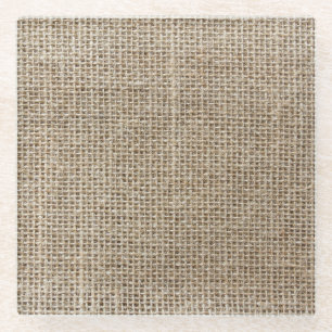 Raw Linen: Natural Textured Fabric. Glass Coaster