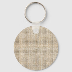 Raw Linen Weave Oatmeal Japandi Minimalist Key Ring