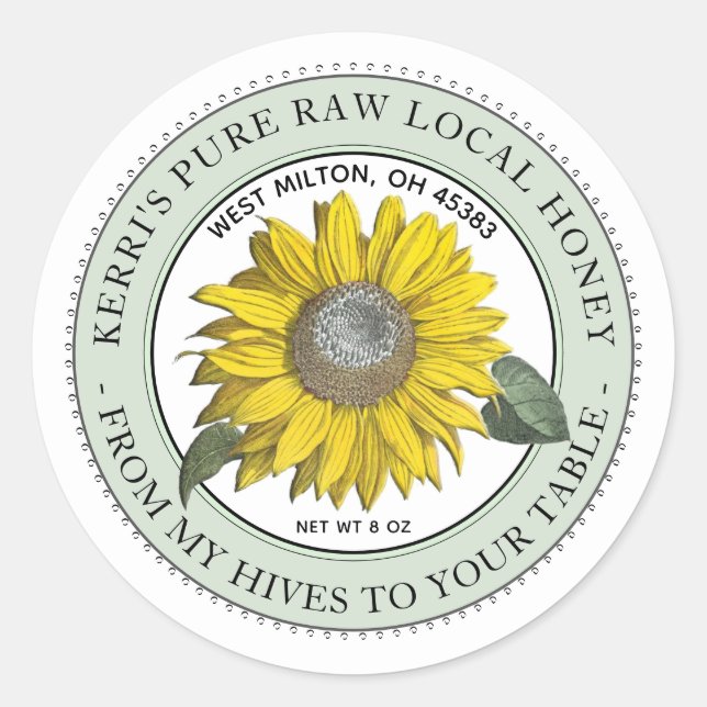 Raw Local Honey From My Hives to Your Table Classic Round Sticker (Front)