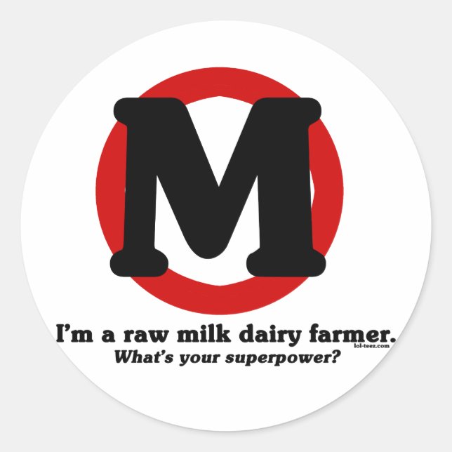 Raw Milk Dairy Farmer Classic Round Sticker (Front)