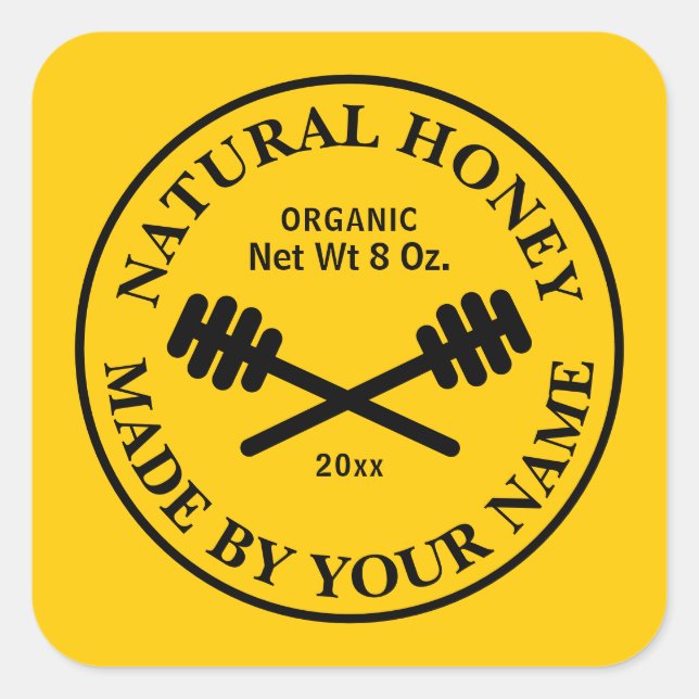 Raw organic honey jar sticker template (Front)