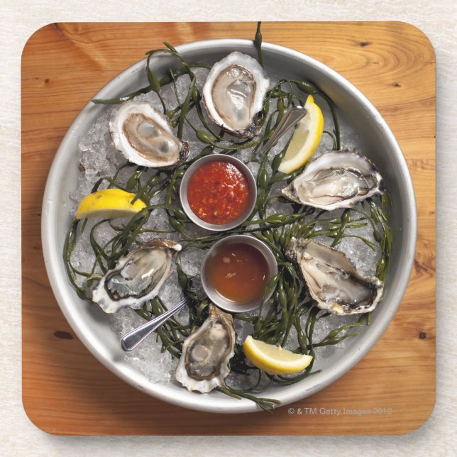 Raw oysters arranged coaster (Front)
