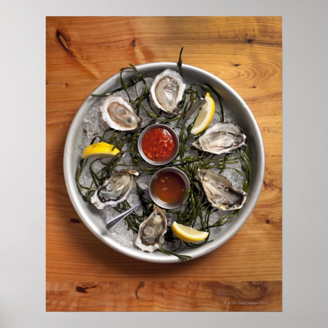 Raw oysters arranged poster (Front)