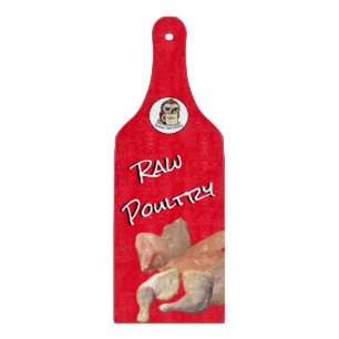 Raw Poultry Glass Cutting Board (with handle)