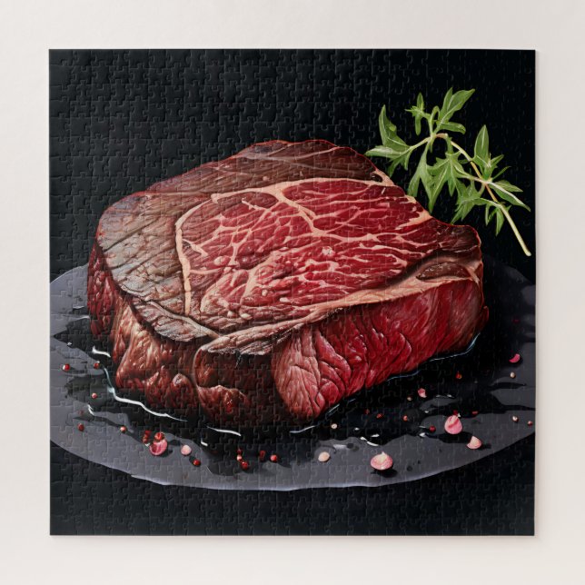 Raw Ribeye Steak Close Up Jigsaw Puzzle (Vertical)