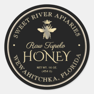 Raw Tupelo Honey Black Gold Queen Bee Classic Round Sticker