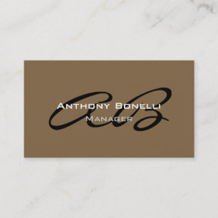 Raw Umber Brown Modern Monogram Business Card