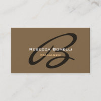 Raw Umber Brown Monogram Manager Business Card