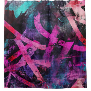 Raw Urban Graffiti Art with Bold Paint Strokes Shower Curtain
