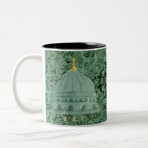 Rawdah Pattern & Madinah Green Dome Mosque Two-Tone Coffee Mug