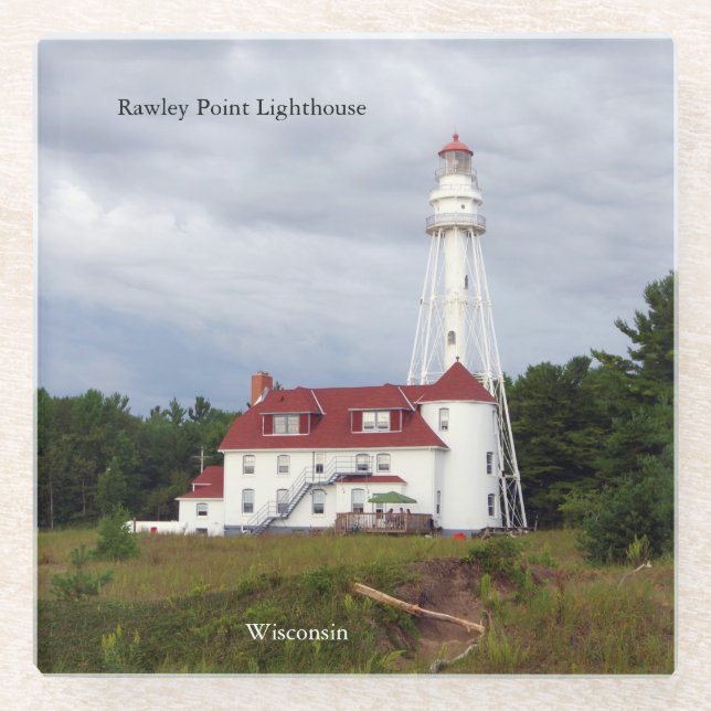 Rawley Point Lighthouse glass coaster (Front)