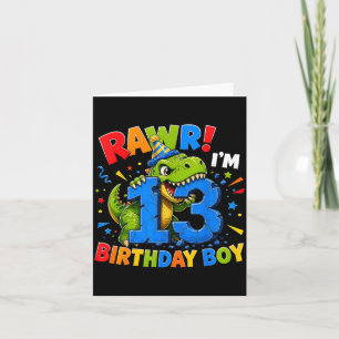 Rawr 13 Cool T-Rex Dinosaur Jungle 13th Birthday Card