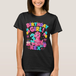 Rawr 3 Three Rex Pink Dinosaur 3rd Birthday Girl T-Shirt