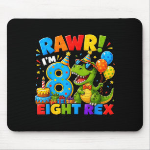 Rawr 8 Eight Rex Dinosaur 8th Birthday Boy Party Mouse Pad