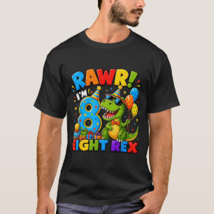 Rawr 8 Eight Rex Dinosaur 8th Birthday Boy Party T-Shirt