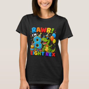 Rawr 8 Eight Rex Dinosaur 8th Birthday Boy Party T-Shirt