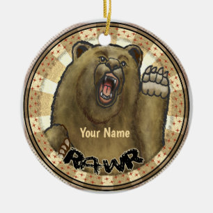 Rawr Bear Ceramic Ornament
