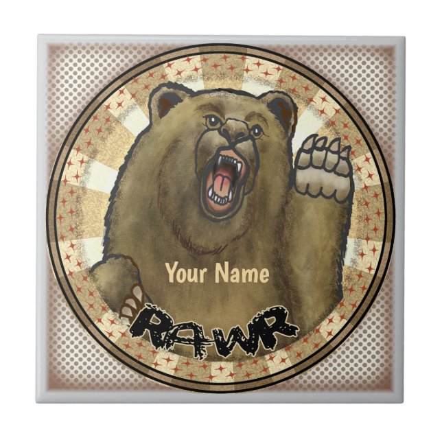 Rawr Bear  Ceramic Tile (Front)