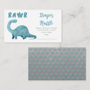 Rawr Blue Dinosaur Boy Baby Shower Diaper Raffle Enclosure Card