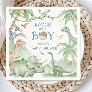 Rawr Boy Dinosaur Baby Shower Paper Napkin
