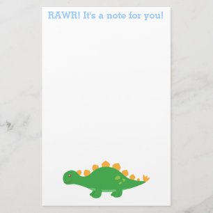 Rawr, Cute Green Stegosaurus Dinosaur Stationery