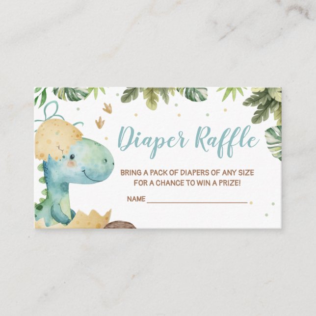 Rawr Dino Baby Shower Diaper Raffle Enclosure Card (Front)