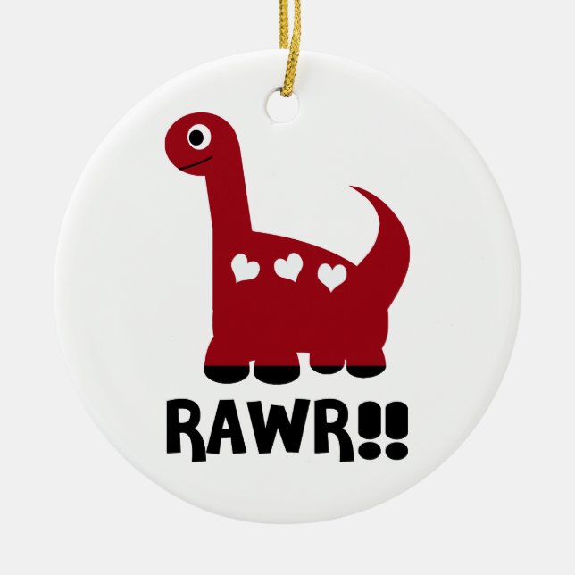 Rawr Dino Red Ceramic Ornament (Front)