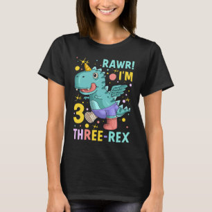 Rawr Dinosaur I'm 3 Rex 3rd Birthday Decoration 3 T-Shirt