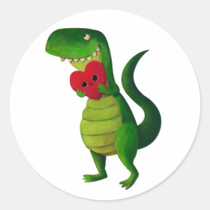 RAWR Dinosaur Love Classic Round Sticker
