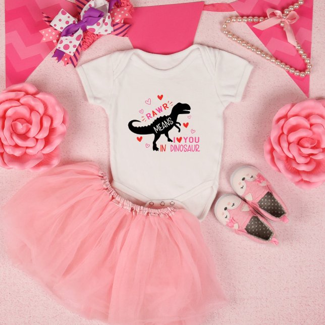Rawr Dinosaur Valentine's Day Baby Bodysuit (Creator Uploaded)