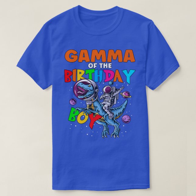 Rawr Gamma Of The Birthday Boy Astronaut Riding Di T-Shirt (Design Front)